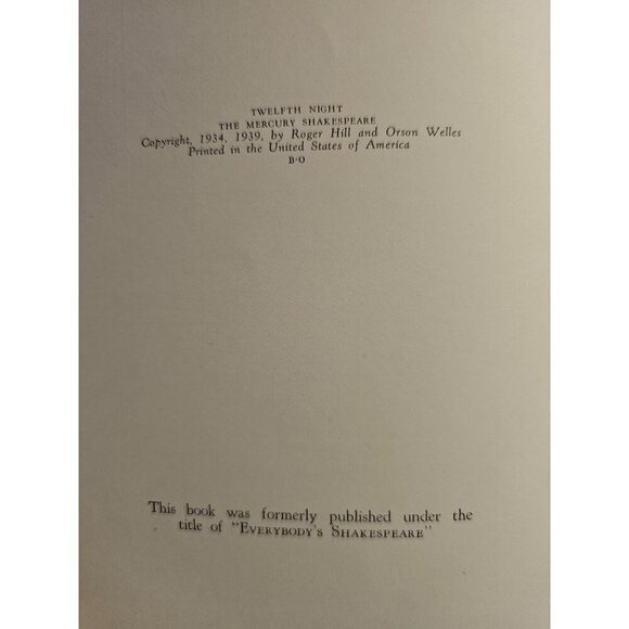 Mercury Shakespeare Twelfth Night 1939 Edited for reading & arranged for staging - Picture 4 of 7